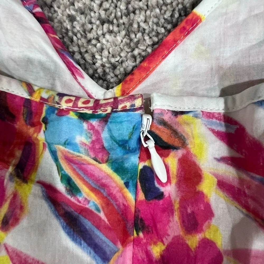 J.Crew Cotton Sleeveless Midi Dress Size 2T Ratti Pineapple Pink Tropical Preppy